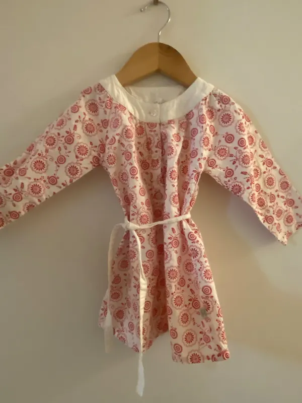 Gaia Dress Size 1 Organic Cotton Red and White Flower Pattern