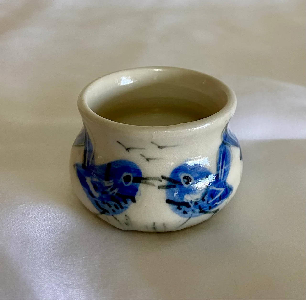 Handmade Egg Cup Featuring Blue Wrens — photo 4