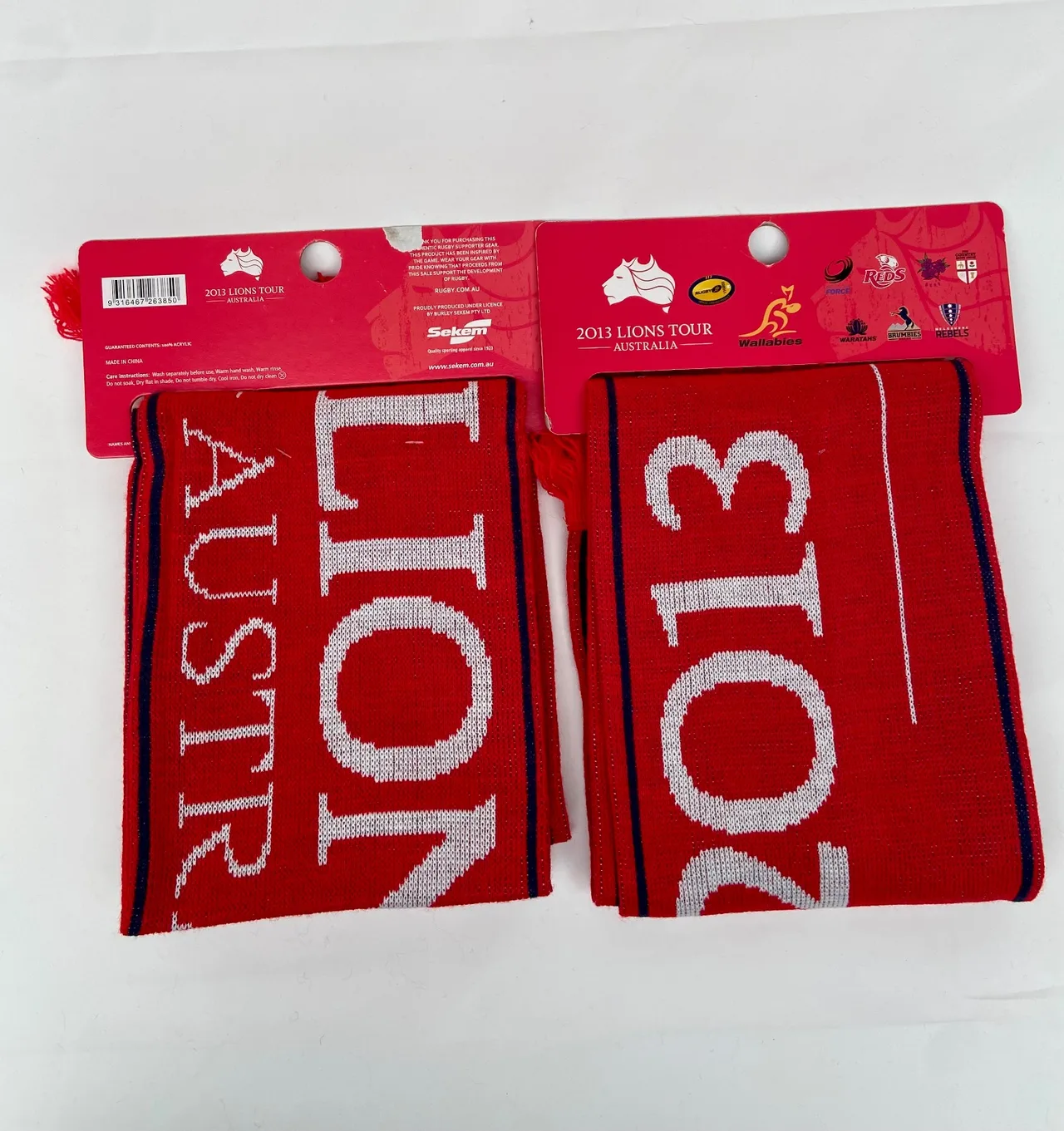2 Lions Rugby 2013 Tour Scarf Wallabies Rugby Australia Red — photo 12