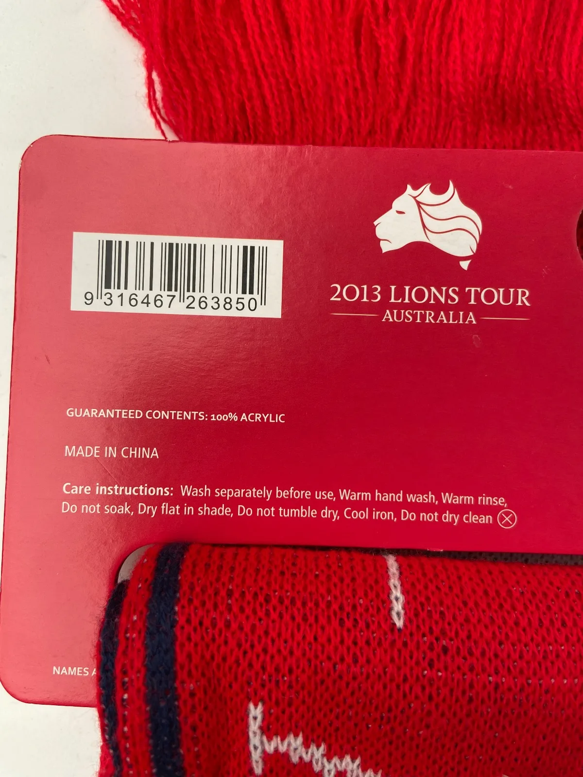 2 Lions Rugby 2013 Tour Scarf Wallabies Rugby Australia Red — photo 9
