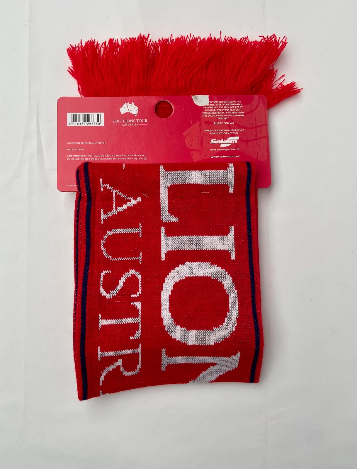 2 Lions Rugby 2013 Tour Scarf Wallabies Rugby Australia Red — photo 7