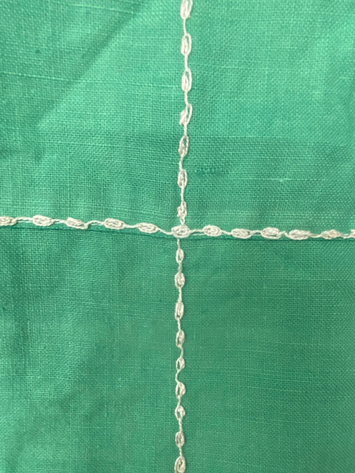Vintage 1950s Mint Green Tablecloth Handmade Great Condition — photo 4