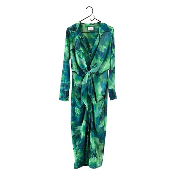 Runaway The Label "Calista" Shirt Dress – Green Midi (Size xs/6Au)