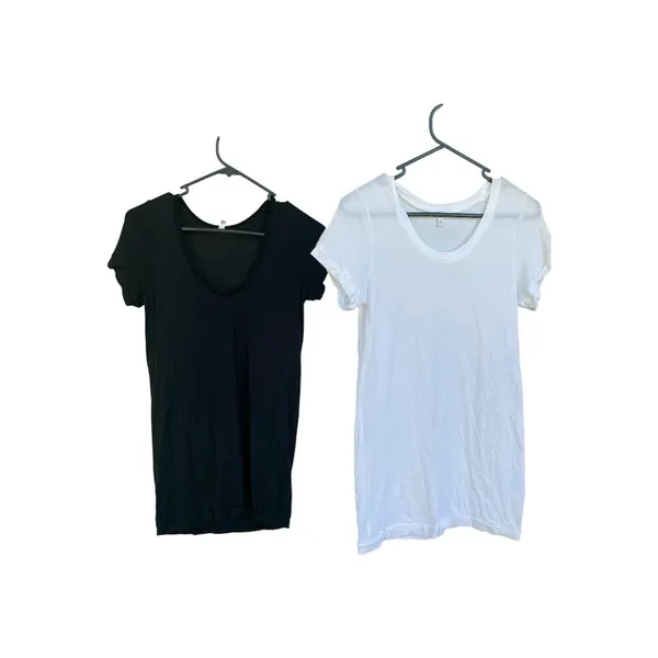 Vigorella Bundle (2) Polyamide Scoop Neck Tops Black / White very Stretchy EC