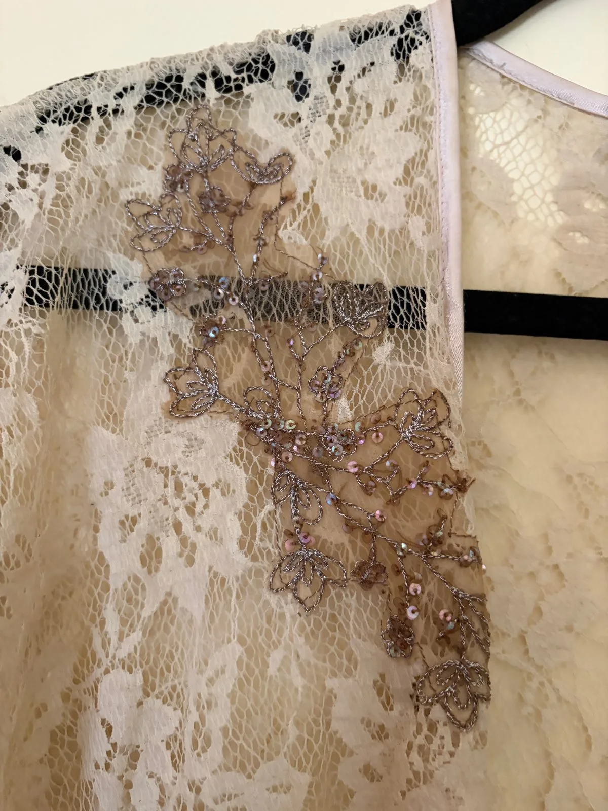 Vintage Sportsgirl Women's Cream Sheer Lace Top XS — photo 5