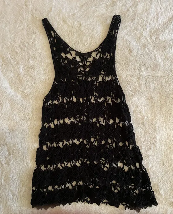 Coco Boho Black Crocheted Top