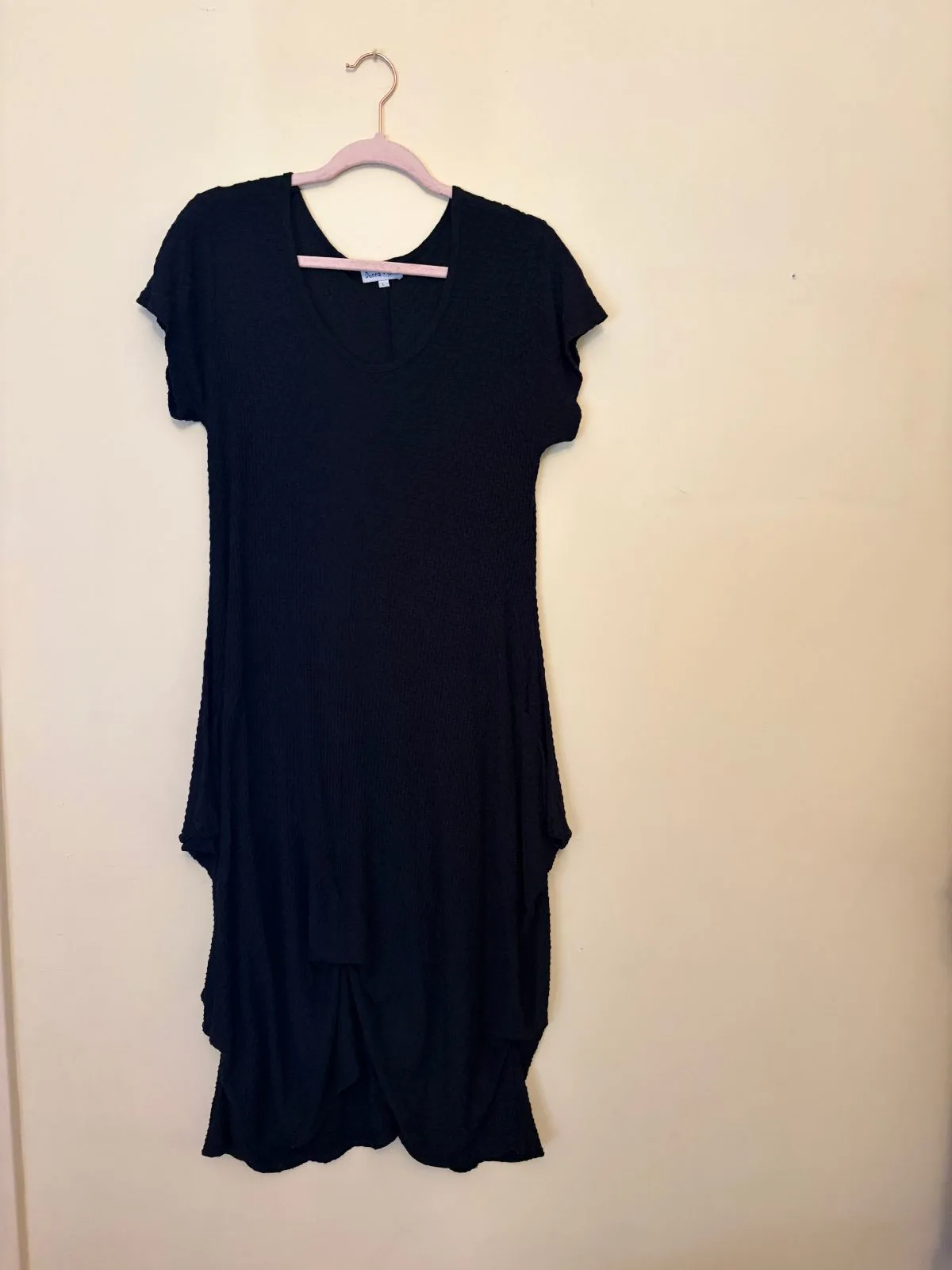 Vintage Donna Marie Black Goth Midi Dress Rayon Lycra Size L — photo 2