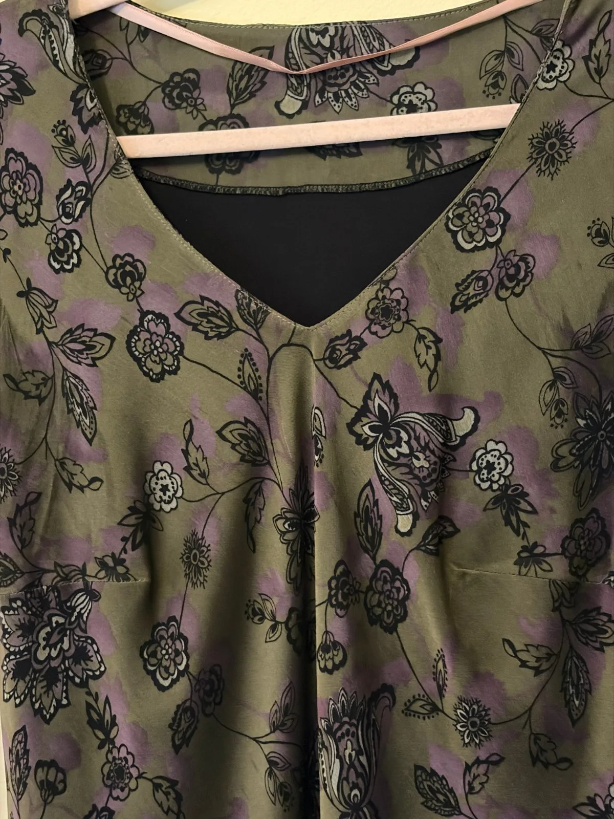 Vintage Handmade Dress Green/Purple Floral — photo 6