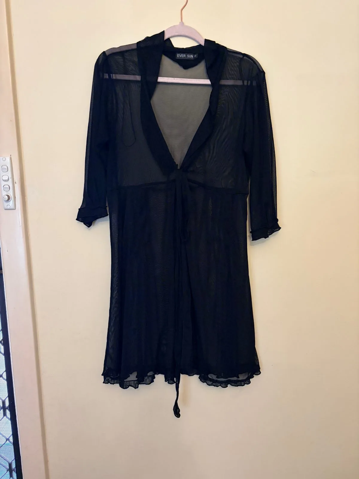 Vintage Ever Sun Black Sheer Overdress Goth Ruffle Size 18 — photo 2