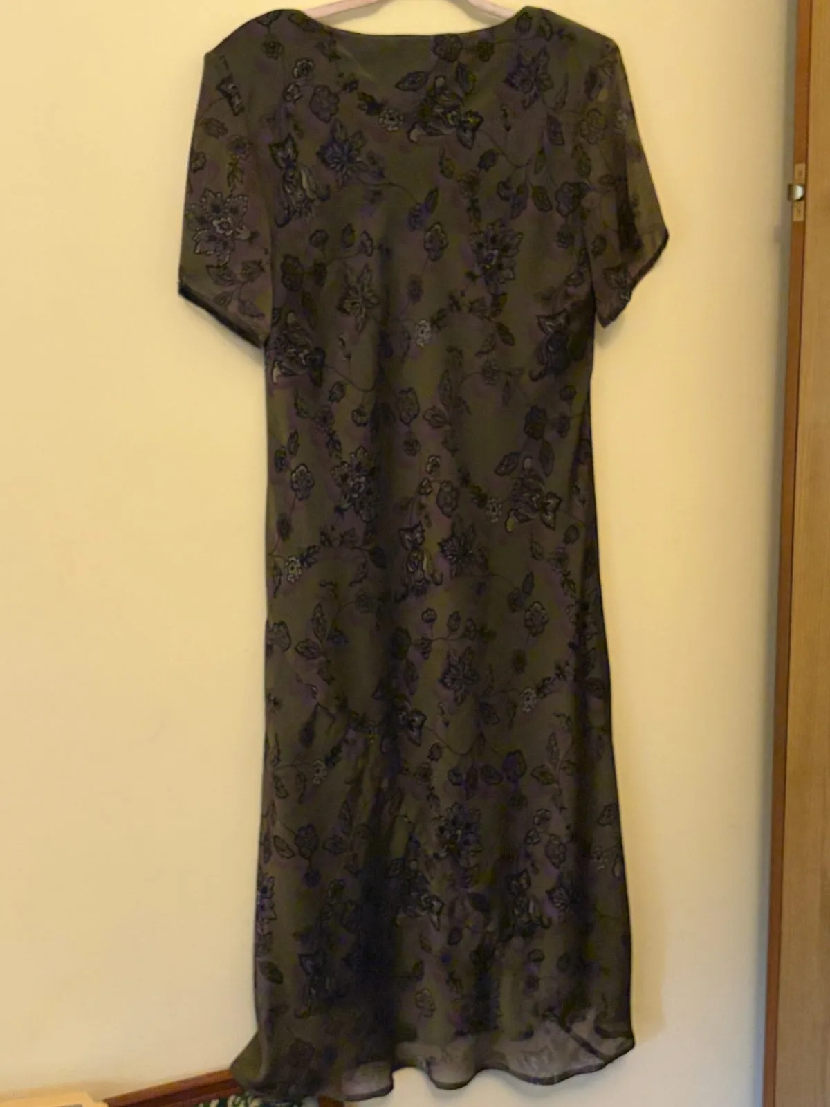 Vintage Handmade Dress Green/Purple Floral — photo 2