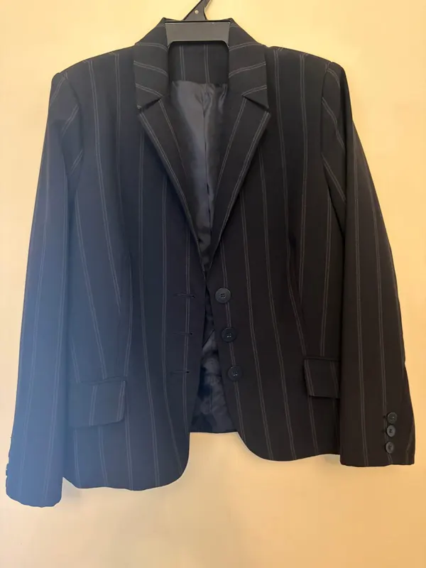 Vintage Navy striped hand tailored  jacket Size M