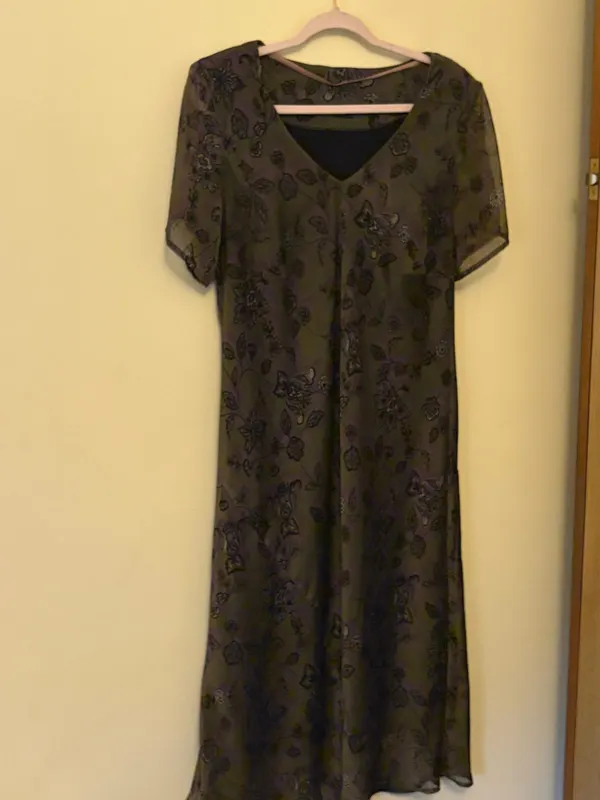 Vintage Handmade Dress Green/Purple Floral