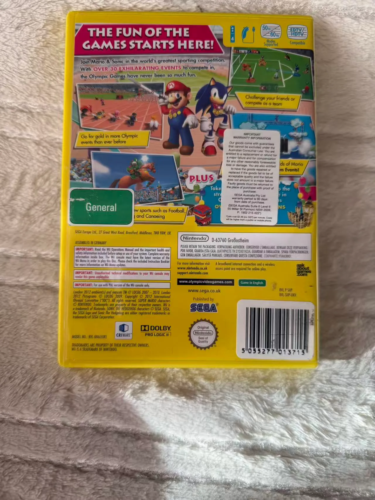 Mario & SOnic At The Longdon 2012 Olympic Games Nintendo Wii - Pal Tested&Workin — photo 2