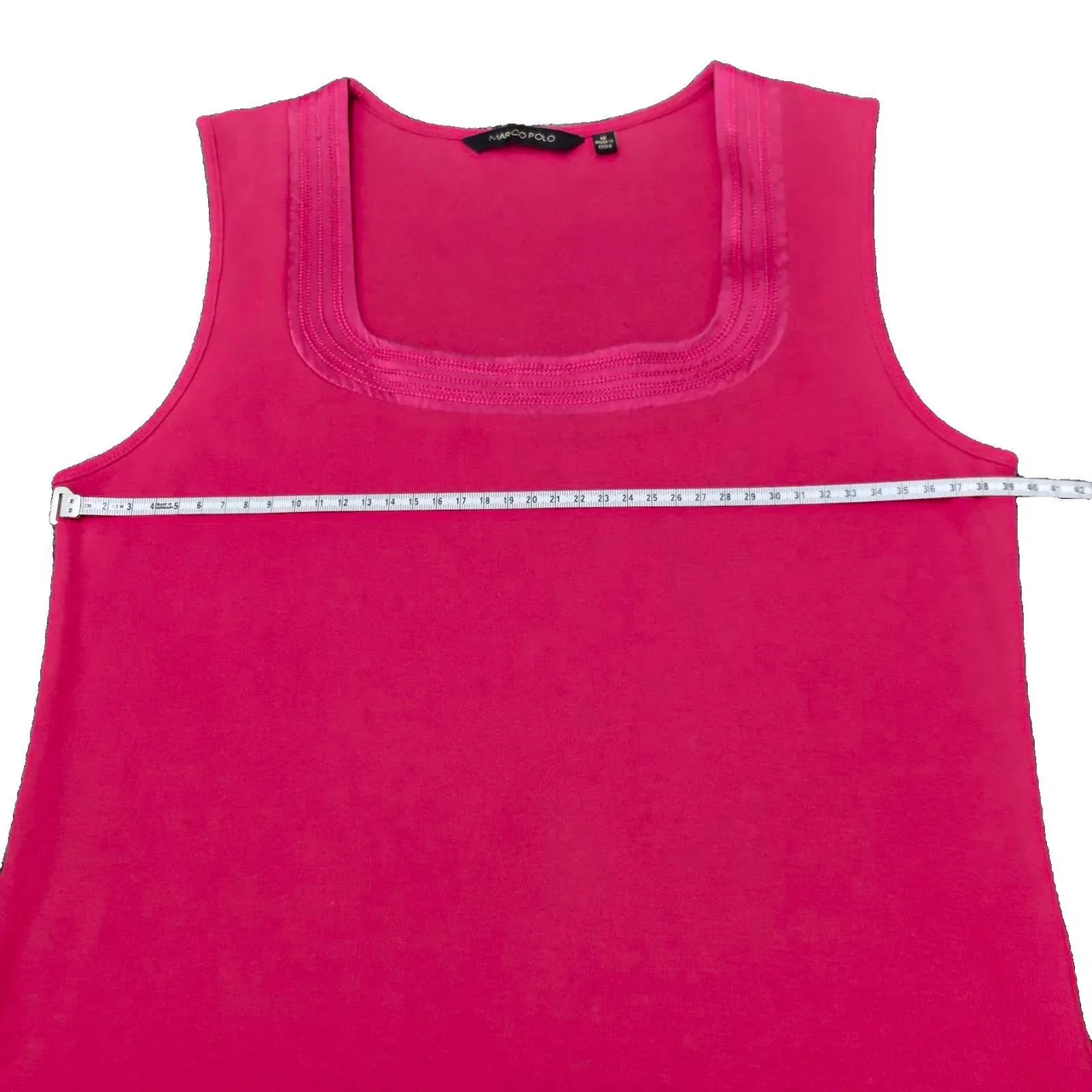 Marco Polo Red Singlet Tank Top Size M 100% Cotton 100% Silk Trim Layering Basic – photo 6