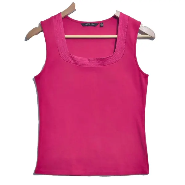 Marco Polo Red Singlet Tank Top Size M 100% Cotton 100% Silk Trim Layering Basic