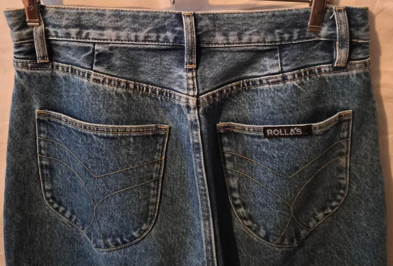 Rollas Mimi Jeans 27 9 High Waisted Tapered Barrel Leg Rigid Blue Button Fly Vtg – photo 8