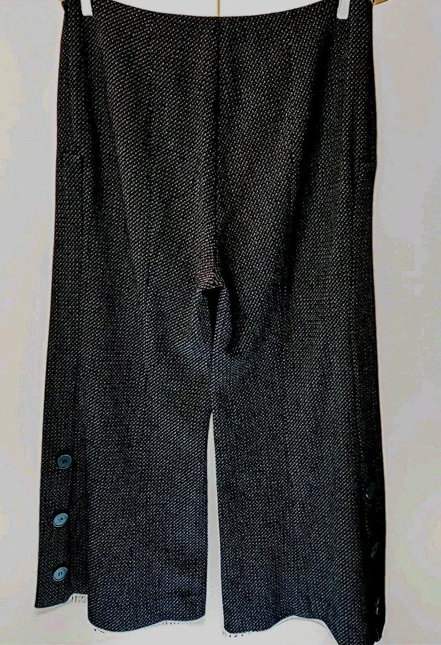 Veronika Maine Birdseye Knit Pants Womens 10 Cropped Flare Button Cuff Trousers – photo 6