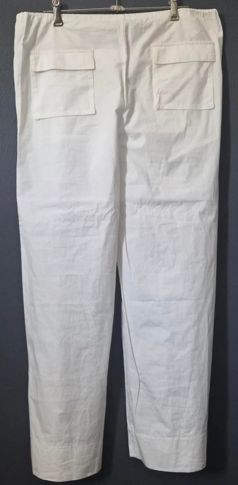Princess Polly Womens 8 White 100% Cotton Wide Leg Utility Pants Drawstring Carg – photo 3