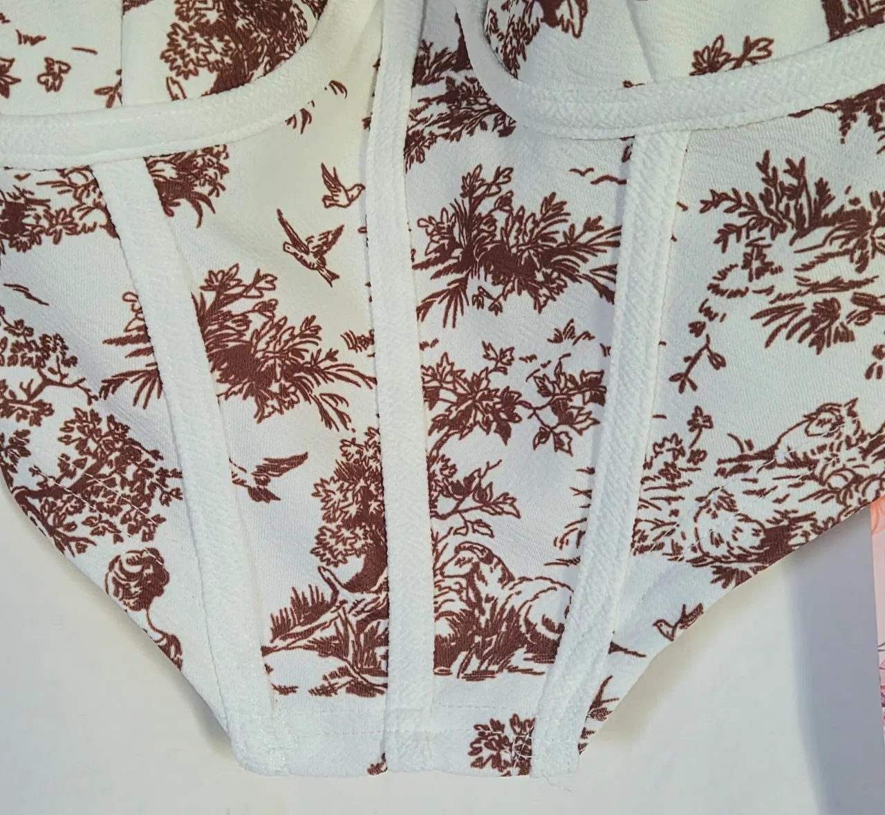 SHEIN MOD Co Ord 2 Piece L 12 14 Brown Toile De Jouy Corset Maxi Skirt BNWT New – photo 5