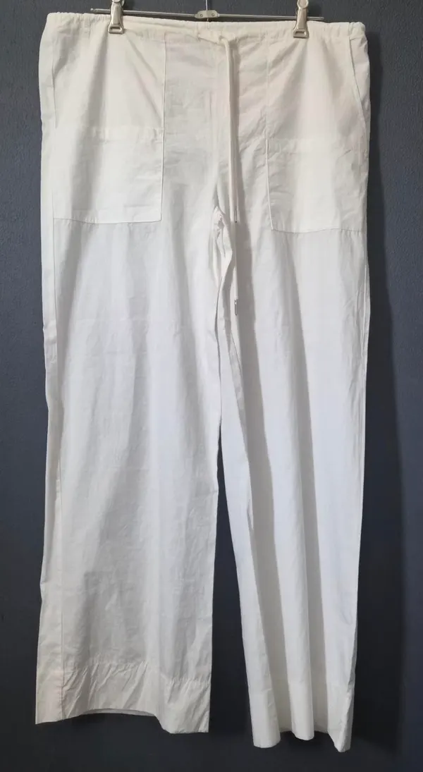Princess Polly Womens 8 White 100% Cotton Wide Leg Utility Pants Drawstring Carg