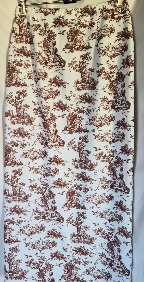 SHEIN MOD Co Ord 2 Piece L 12 14 Brown Toile De Jouy Corset Maxi Skirt BNWT New