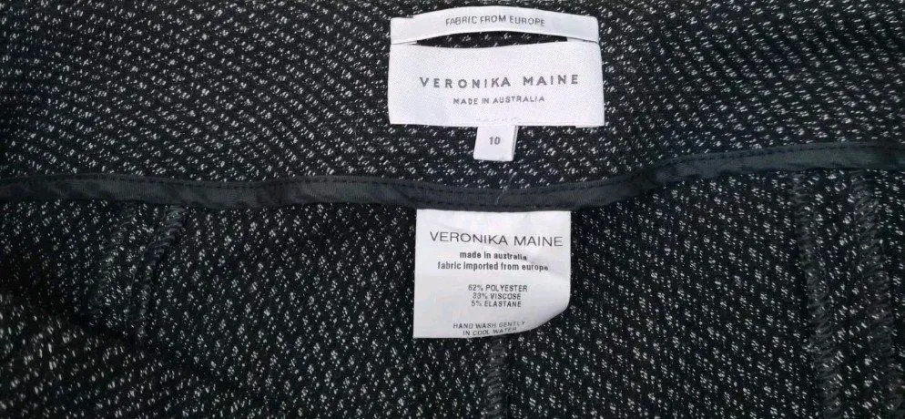 Veronika Maine Birdseye Knit Pants Womens 10 Cropped Flare Button Cuff Trousers – photo 2