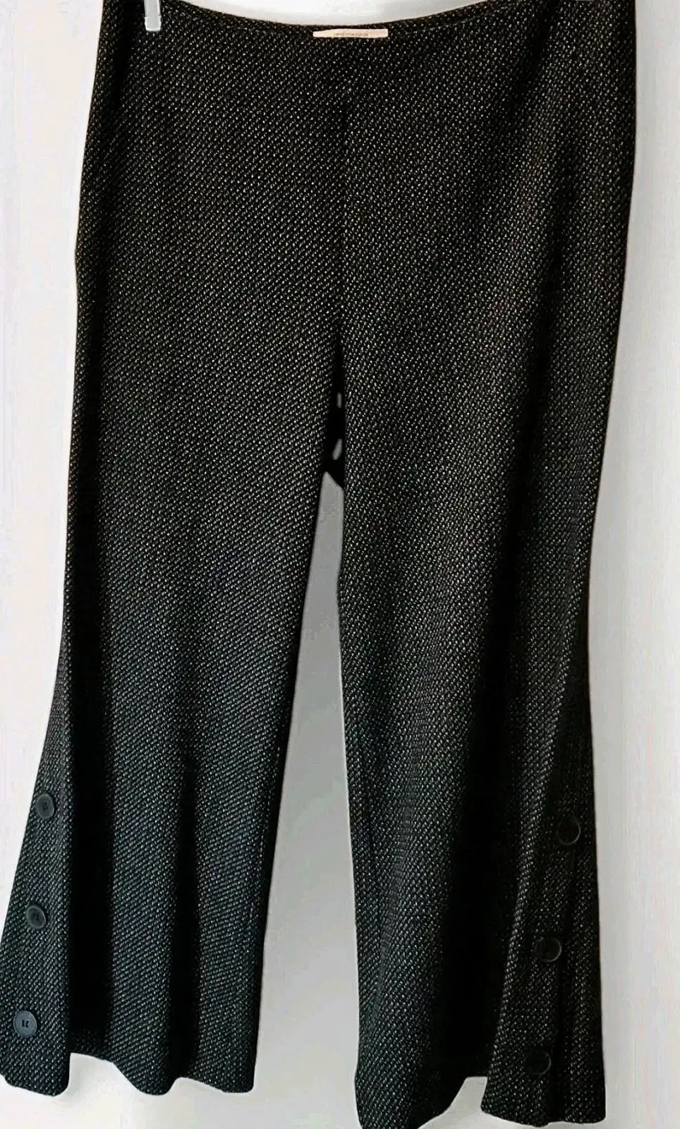 Veronika Maine Birdseye Knit Pants Womens 10 Cropped Flare Button Cuff Trousers – photo 5