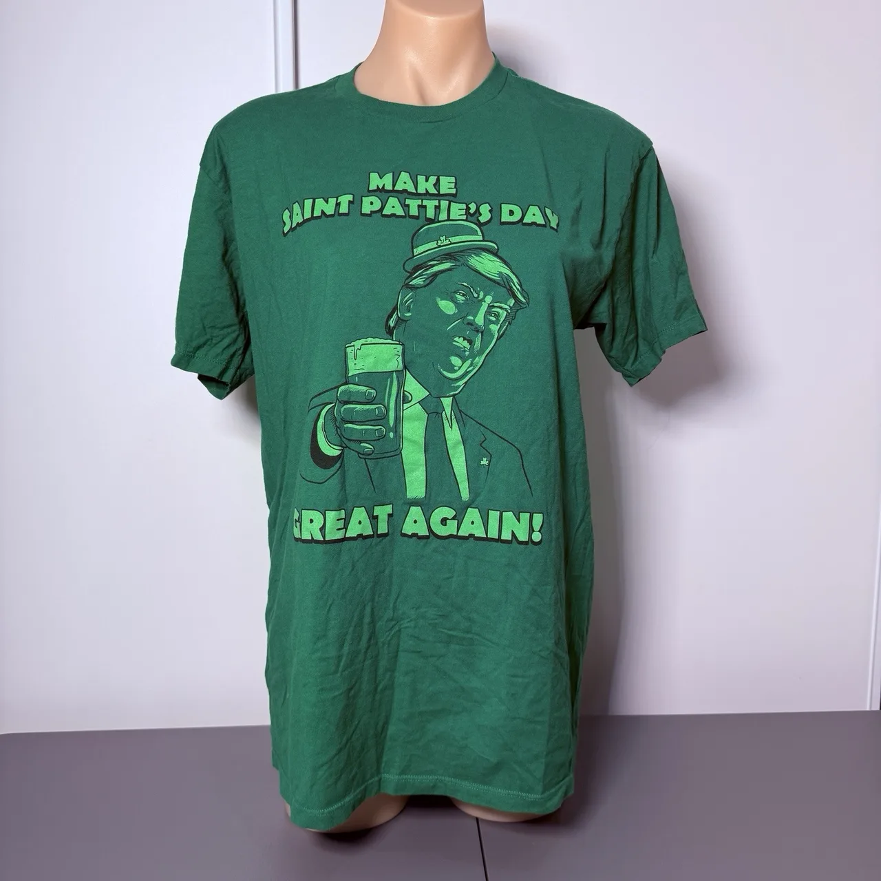 President Trump Funny T Shirt Large Make Saint Patties Day Great Again Green – photo 2