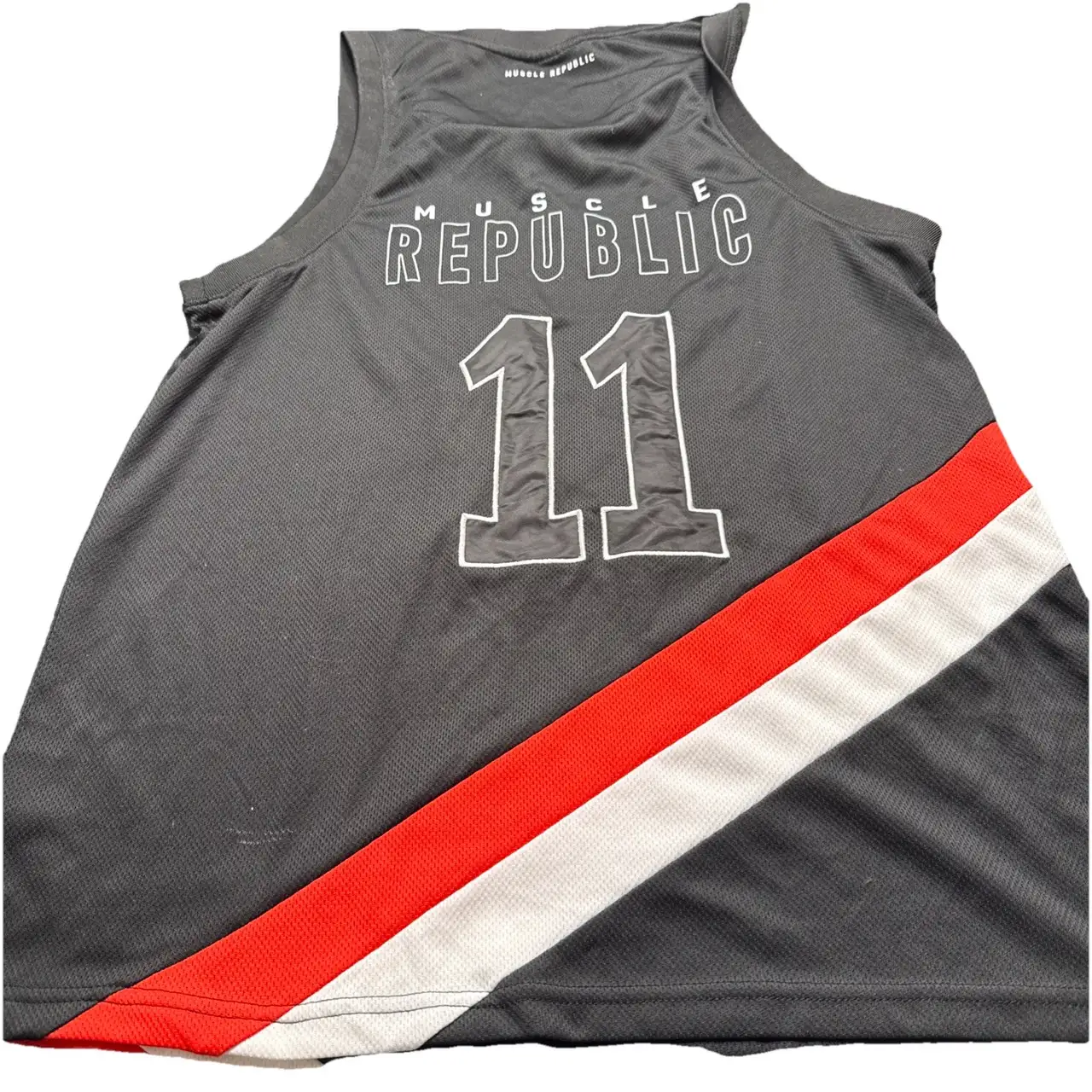 Muscle Republic Tank Top Small Black Red White Jersey Material – photo 3