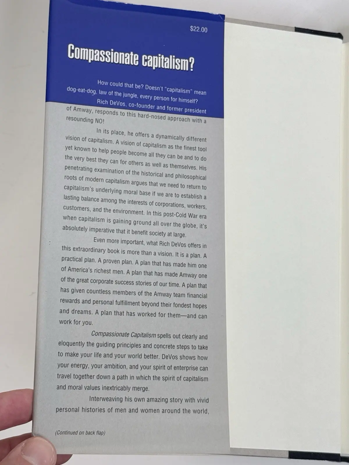 Rich DeVos Compassionate Capitalism Hardcover w/ Dust Jacket First Printing 1993 – photo 3