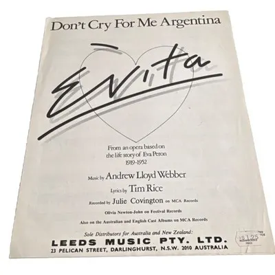 Don’t Cry For Me Argentina Piano/Voice Sheet Music Musicals - Leeds Music 1976