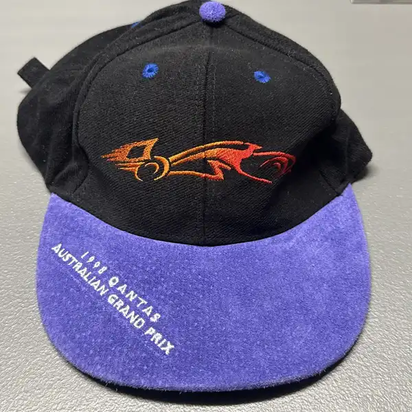 Vintage 1998 Qantas Australian Grand Prix Baseball Cap Black Purple