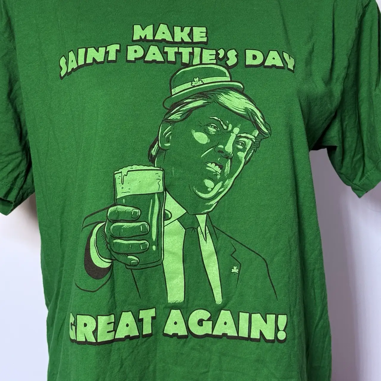President Trump Funny T Shirt Large Make Saint Patties Day Great Again Green – photo 8