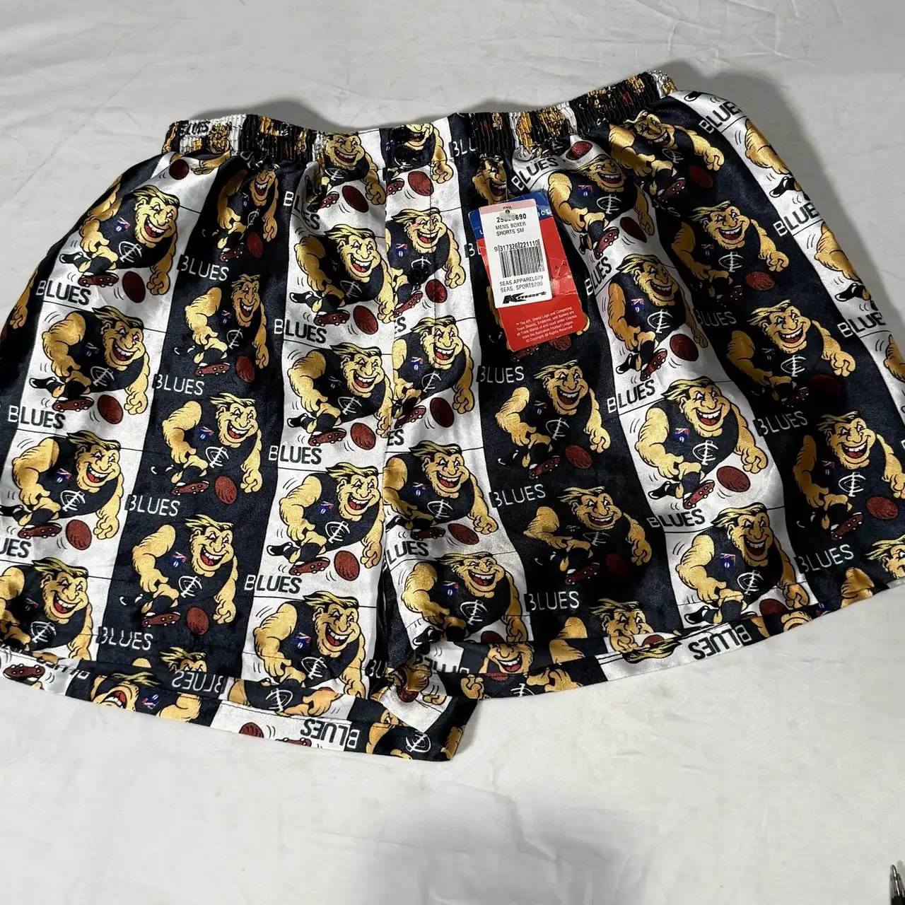 Vintage New Carlton Blues Satin AFL Boxer Shorts Small Stunning – photo 7