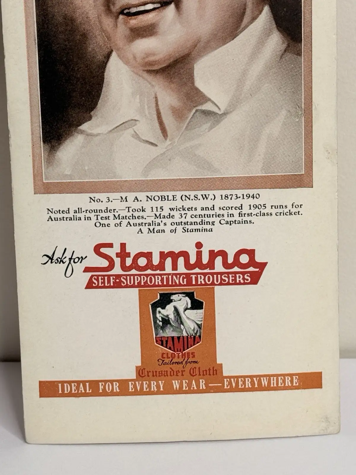 Stamina Cricket Card An Ideal Cricket Eleven Series No. 3 M A Noble – photo 4