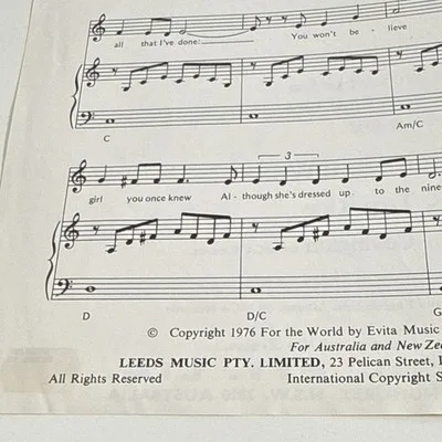 Don’t Cry For Me Argentina Piano/Voice Sheet Music Musicals - Leeds Music 1976 – photo 3