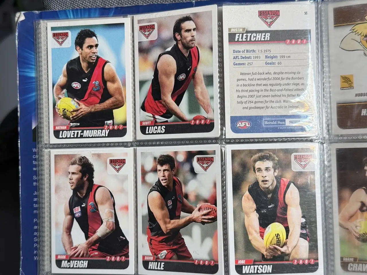 Herald Sun AFL 2007 Essendon bombers 10 Card Lot Dustin Fletcher Signed – photo 3