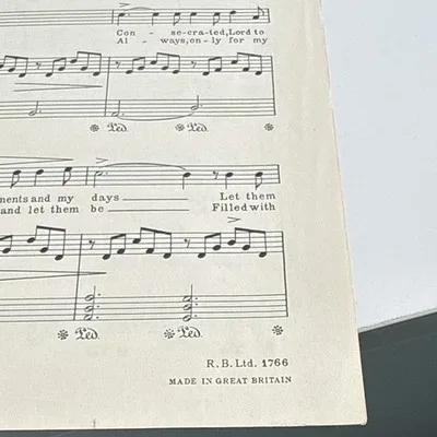 Consecration Take My Life Let It Be Sheet Music Piano Voice Solo 1909 antique – photo 4