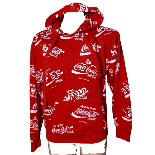 Coca Cola International Logo Red Hoodie Small Pullover Sweatshirt Rare