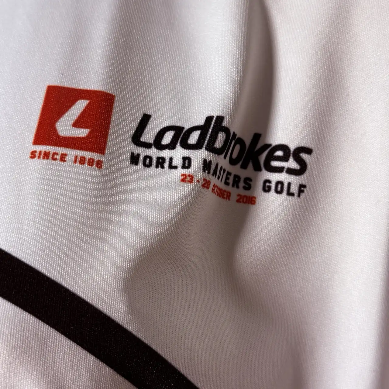 Ladbrokes World Masters Golf Womens Polo Shirt Size 14 White Red Striped Fenix – photo 3