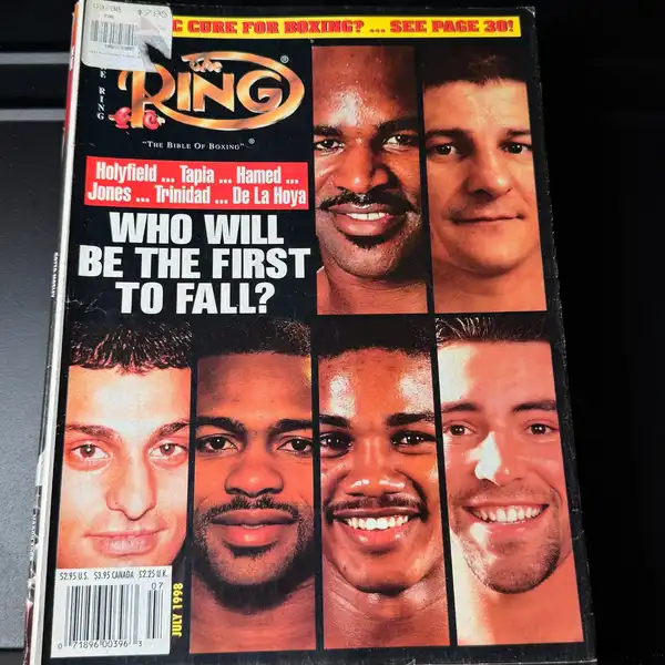 The Ring boxing magazine holyfield Tapia Jones Trinidad De La Hoya Hamed July 98