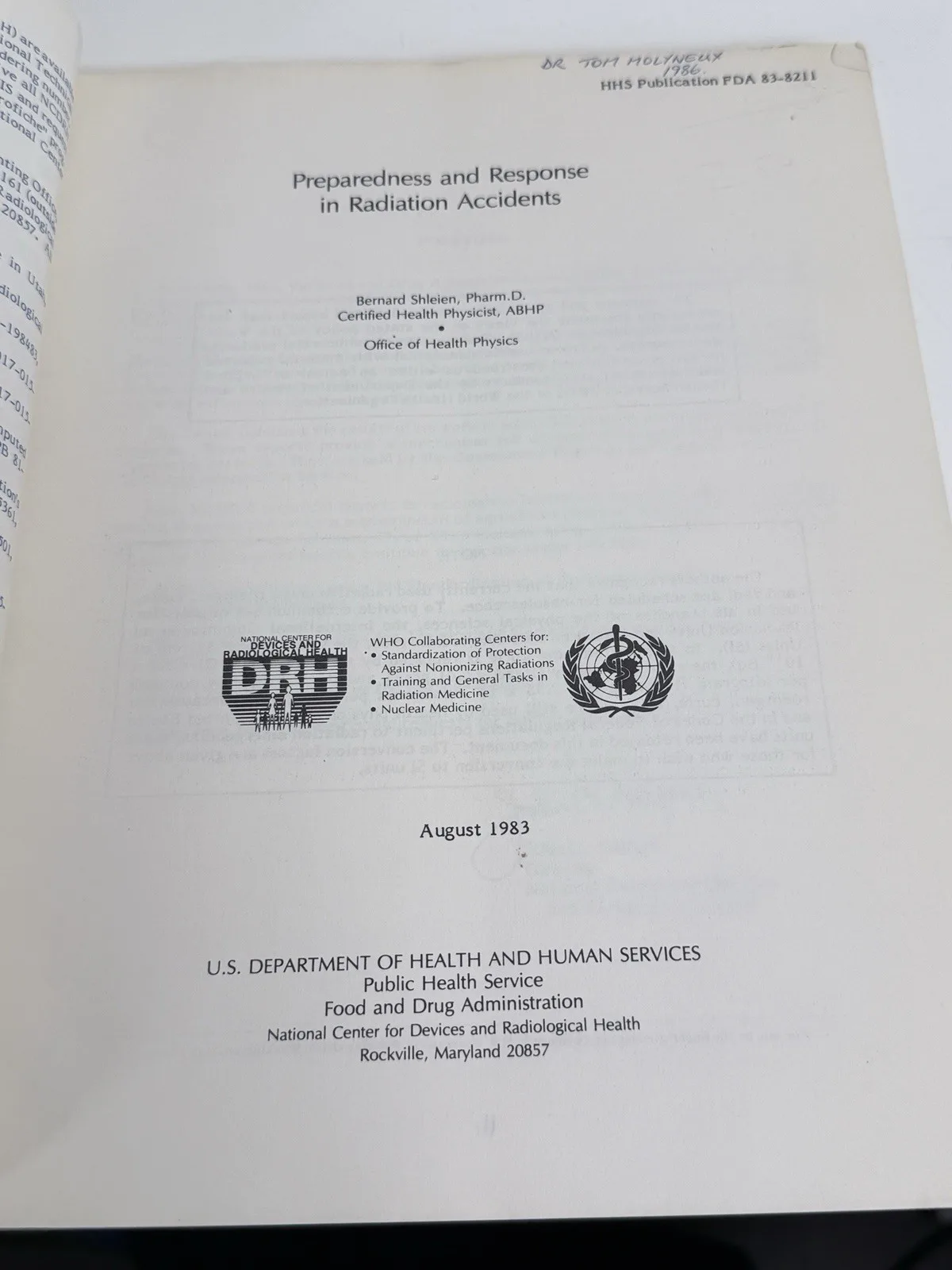 Bernard Shleien Preparedness & Response in Radiation Accidents PB 1983 HHS – photo 6