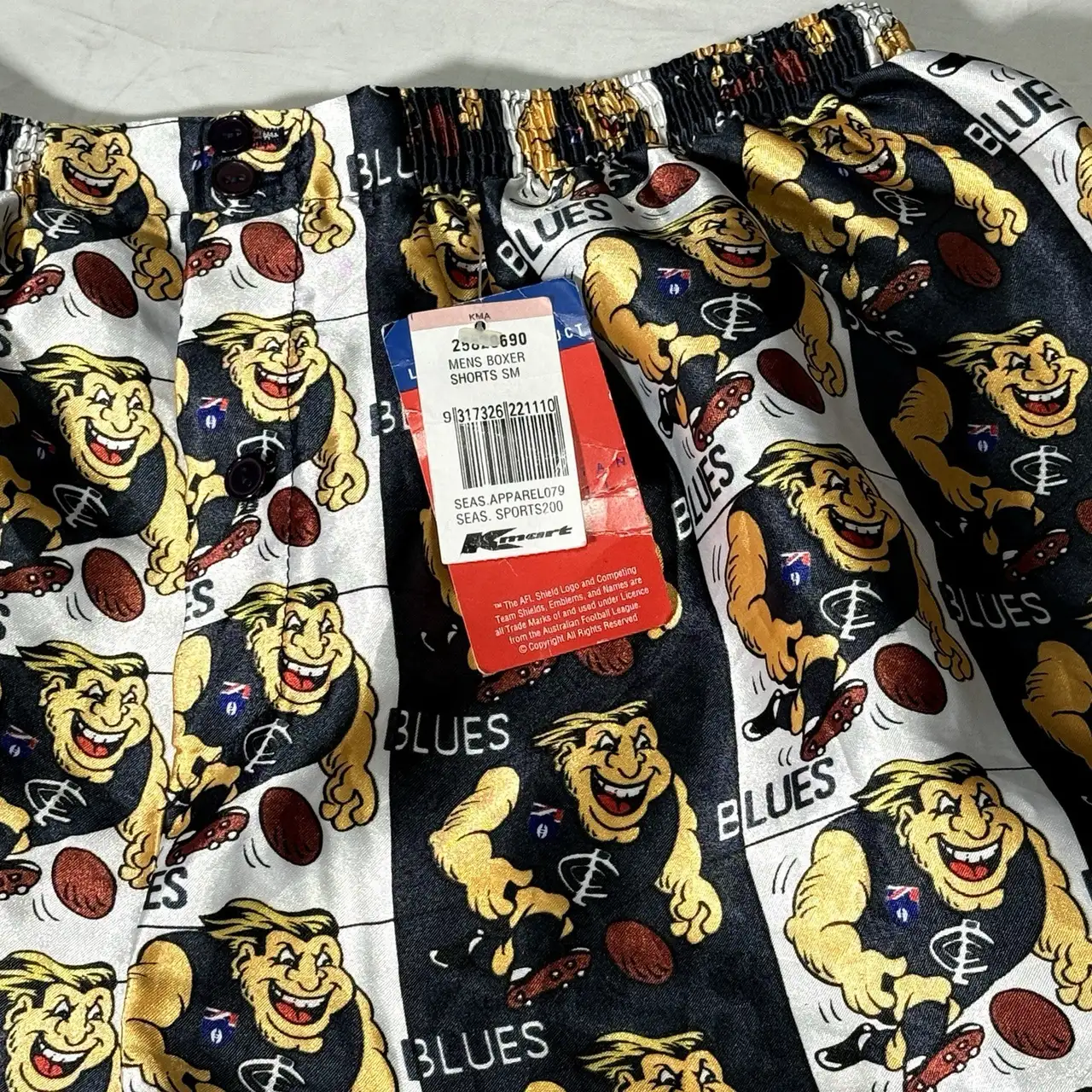 Vintage New Carlton Blues Satin AFL Boxer Shorts Small Stunning – photo 4
