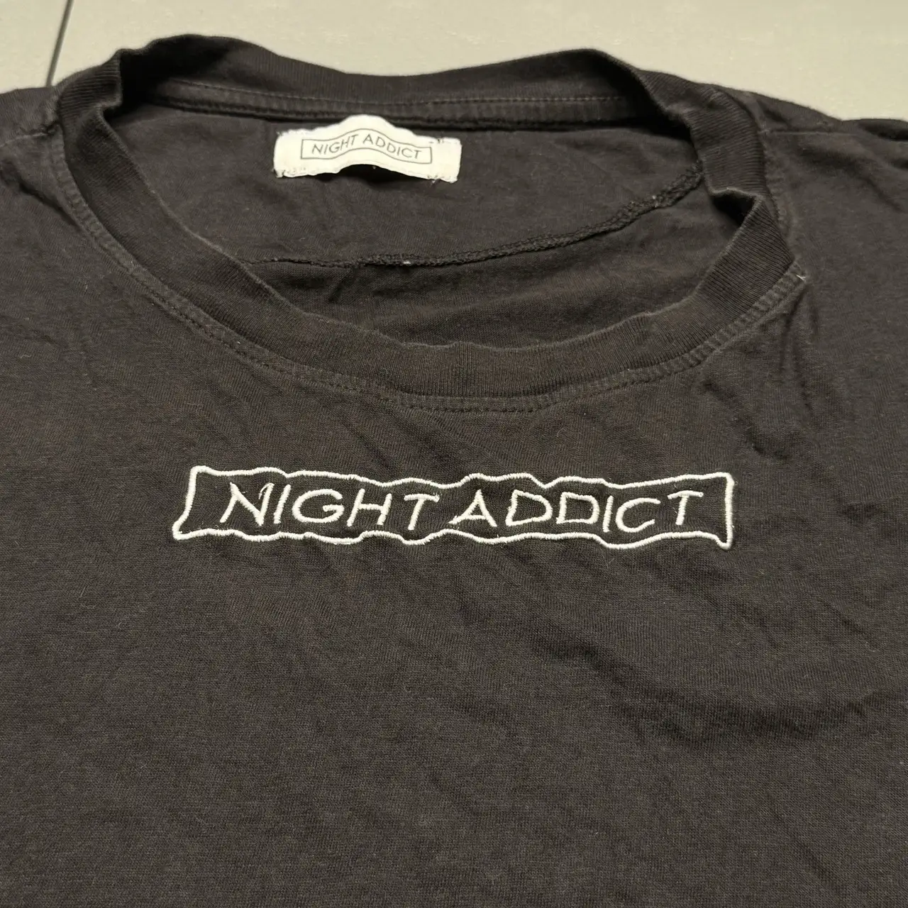 Night Addict Black T-Shirt Size L Men's Gothic Logo Tee Back Print Streetwear – photo 2