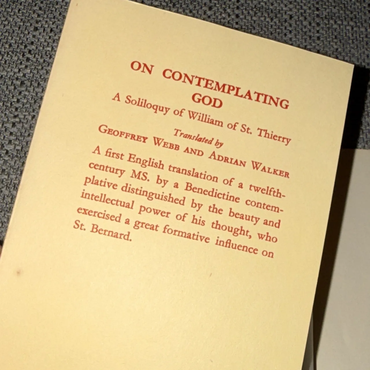 On Contemplating God by William of St. Thierry (Mowbrays Fleur de Lys) 1950s – photo 3