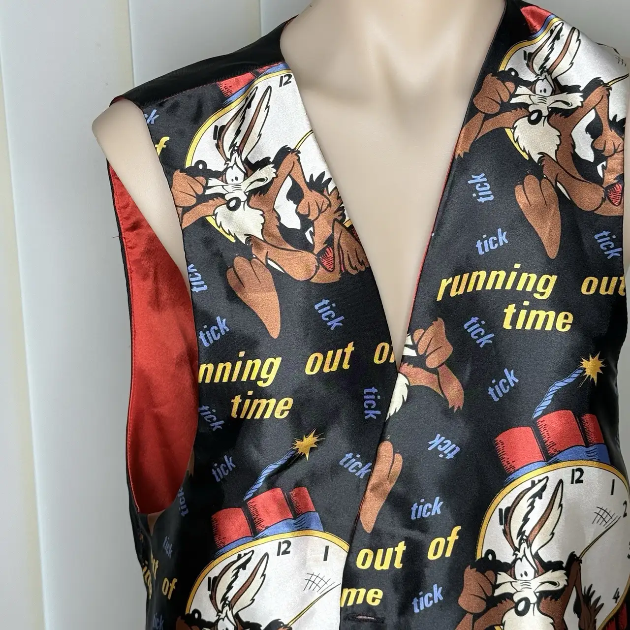 Vintage 1997 Davenport Looney Tunes Wile E Coyote Suit Vest Waistcoat – photo 4