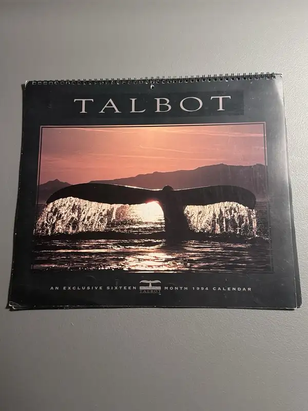Talbot Day Dream 1994 Whales 16-Month Wall Calendar MPN 41510