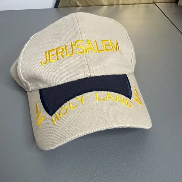 Hat Baseball Cap Jerusalem Holy Land Beige Black Yellow