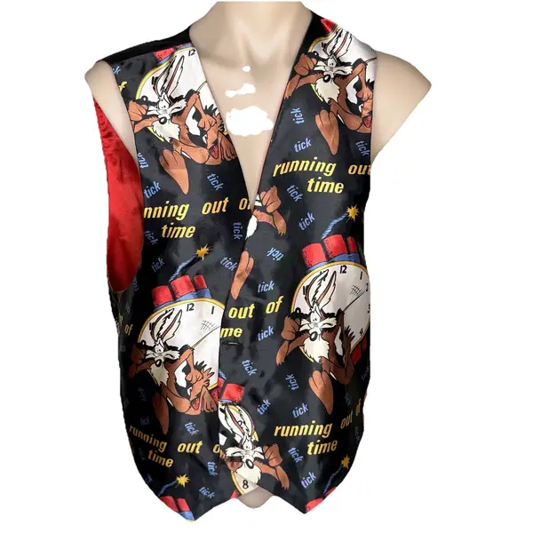 Vintage 1997 Davenport Looney Tunes Wile E Coyote Suit Vest Waistcoat