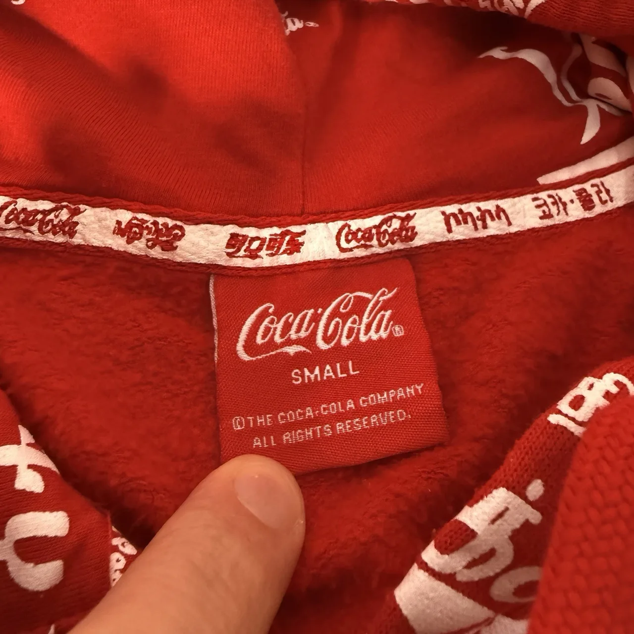 Coca Cola International Logo Red Hoodie Small Pullover Sweatshirt Rare – photo 8